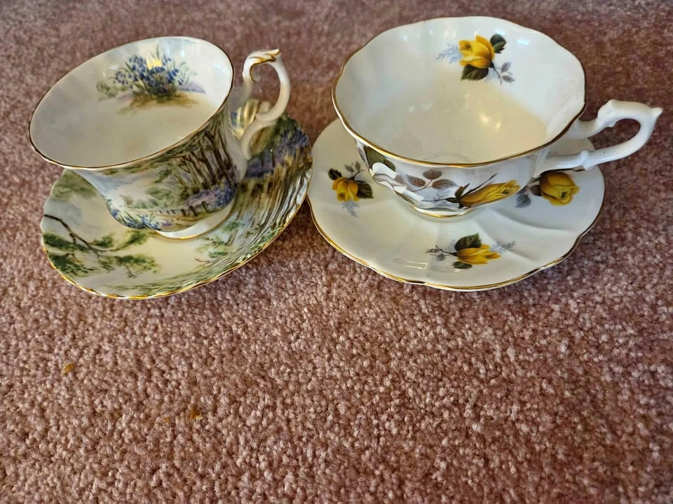 Vintage Royal Albert Bone China Teacup & Saucer Sets - Set of 2