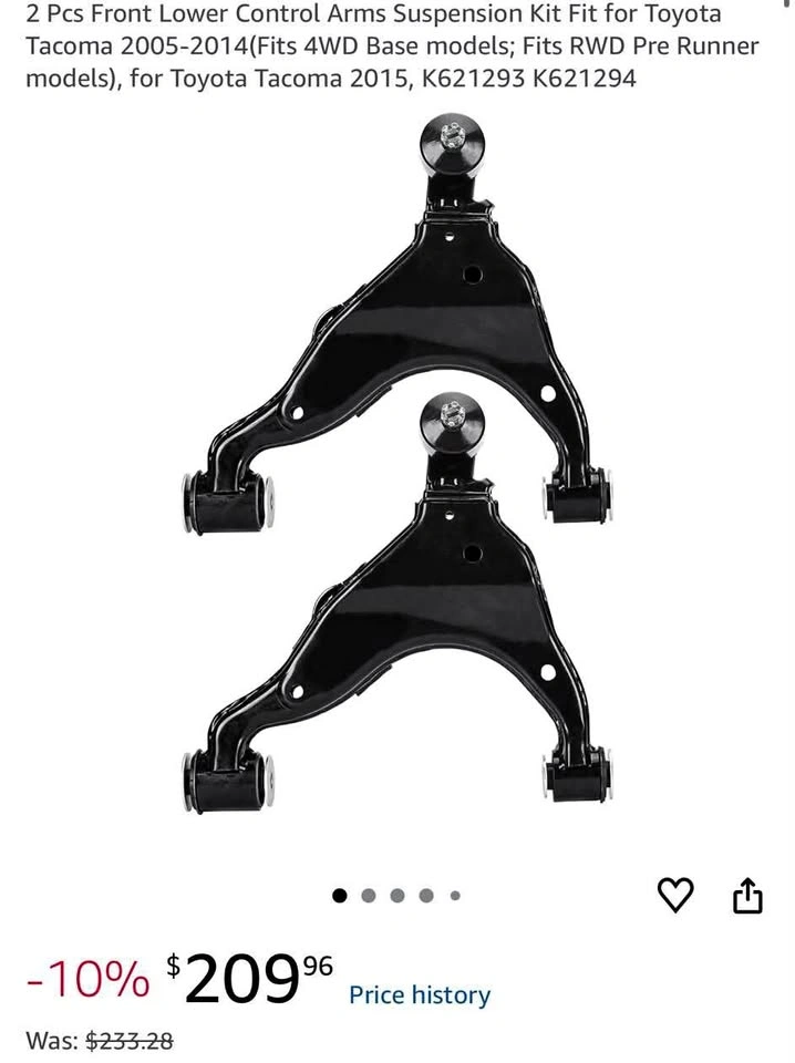 2 Pcs Front Lower Control Arms for Toyota Tacoma 2005-2014