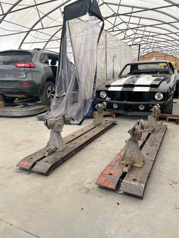 Frame, floor rails, and clamps for car restoration