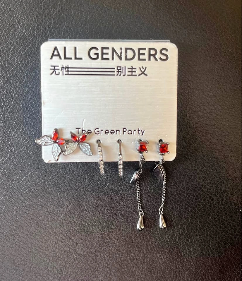 silver/grey 6 piece set earrings