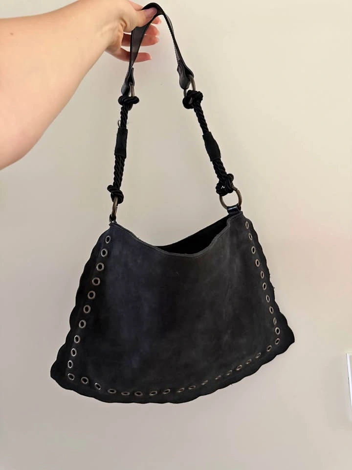 Real suede hobo bag