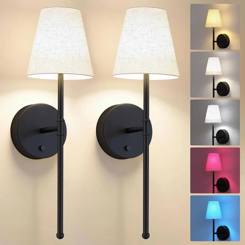 Set of 2 Wall Sconce, Battery Operated with Remote Control