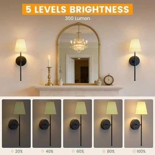 Set of 2 Wall Sconce, Battery Operated with Remote Control - photo 2