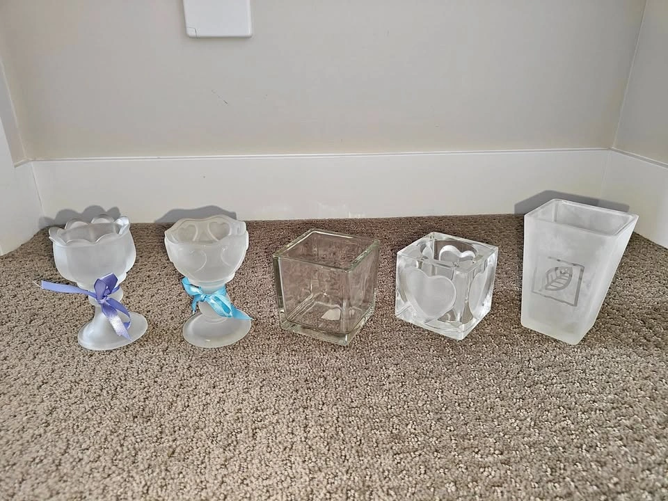 Set of 5 Glass Tealight Candle Holder / Candleholders
