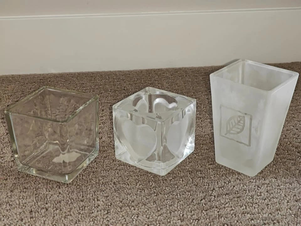 Set of 5 Glass Tealight Candle Holder / Candleholders - photo 3