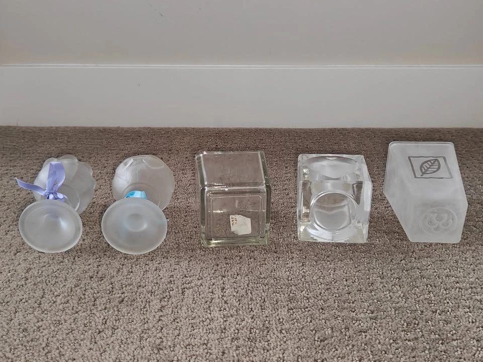 Set of 5 Glass Tealight Candle Holder / Candleholders - photo 5