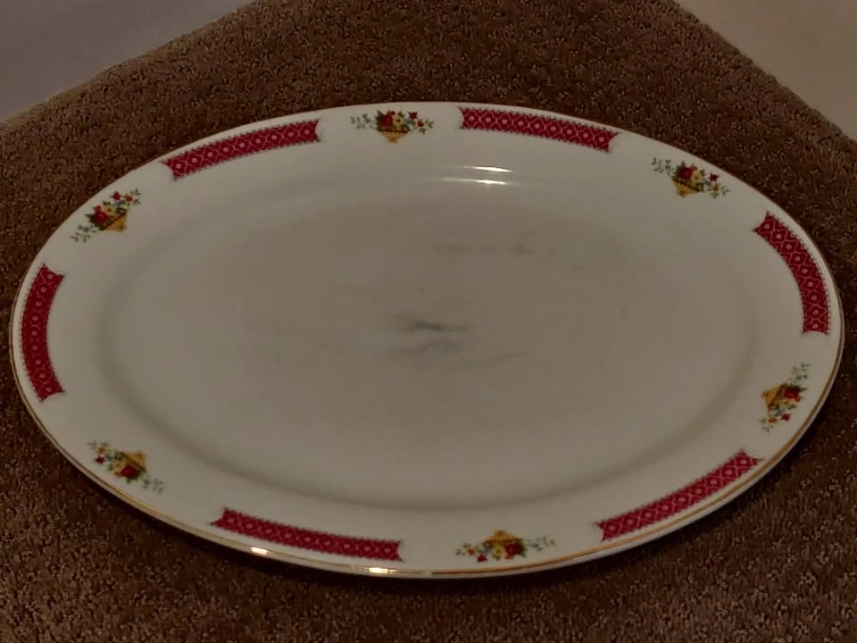 Vintage Chinese Large Oval Serving Dish Plate Tray Famille Rose - photo 2