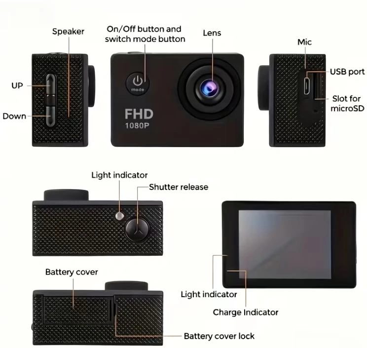 BNIB Ourlife 1080P HD Action Camera - Golden - photo 3