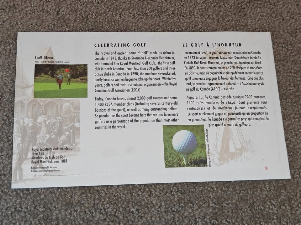 First Day Covers FDC - 1995 Canada Post Celebrating Golf Stamps - photo 4