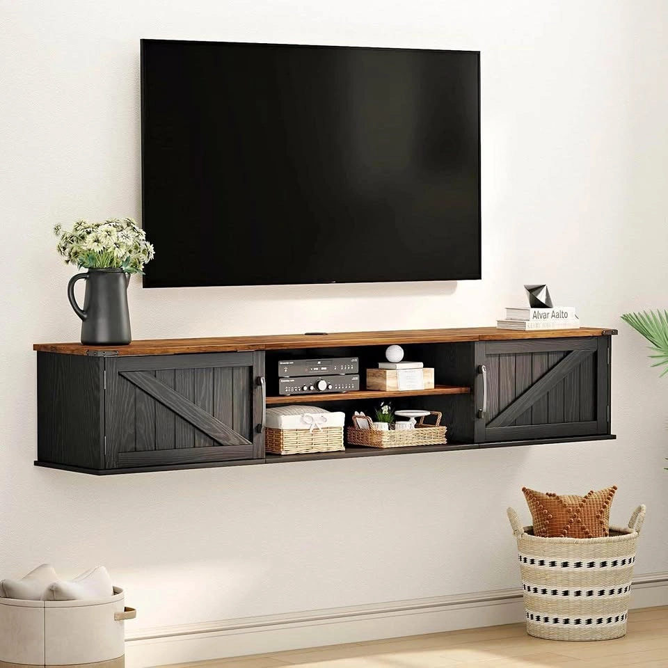 NEW 63” Farmhouse Floating TV Stand (Black)