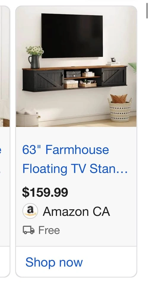 NEW 63” Farmhouse Floating TV Stand (Black) - photo 3