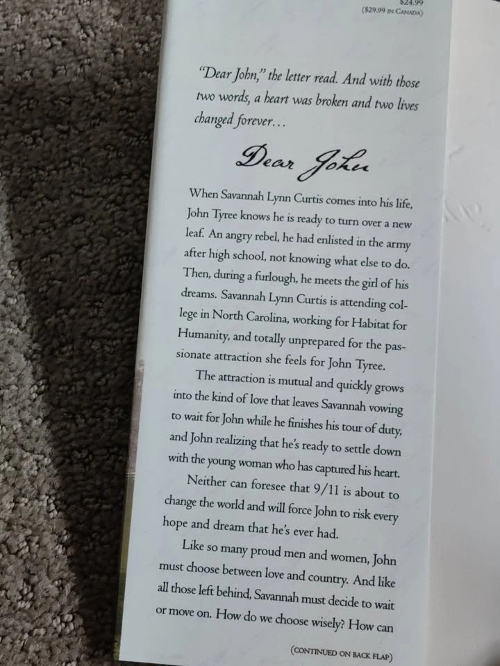 Dear John by Nicholas Sparks - Hardcover Romance Novel Book - photo 3