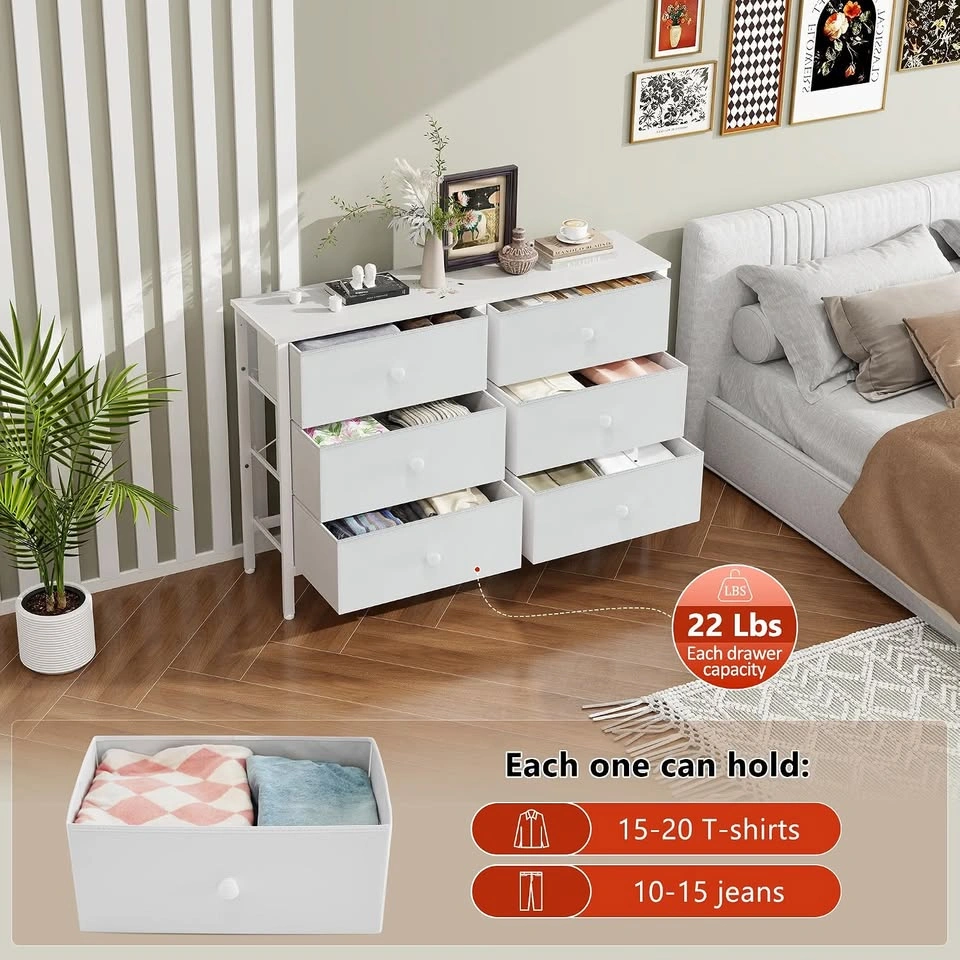 6 Drawer Fabric Dresser - photo 3