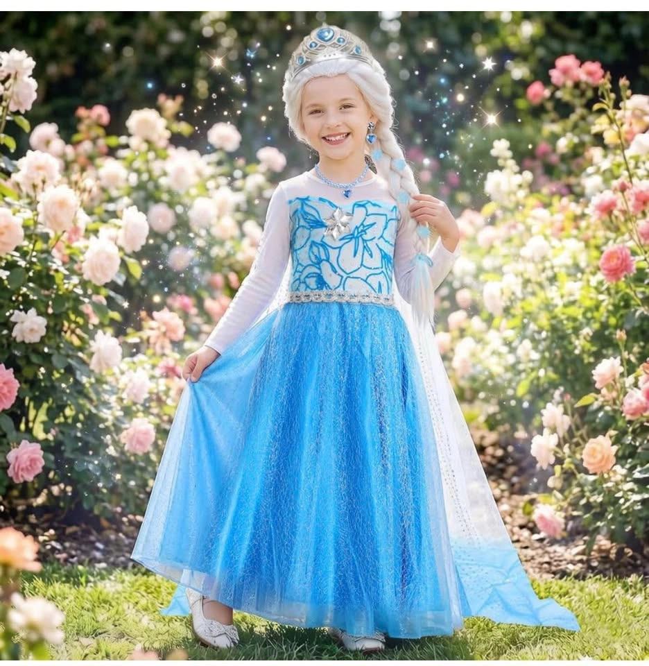 Princess blue dress with wig age 6-7 years - photo 2