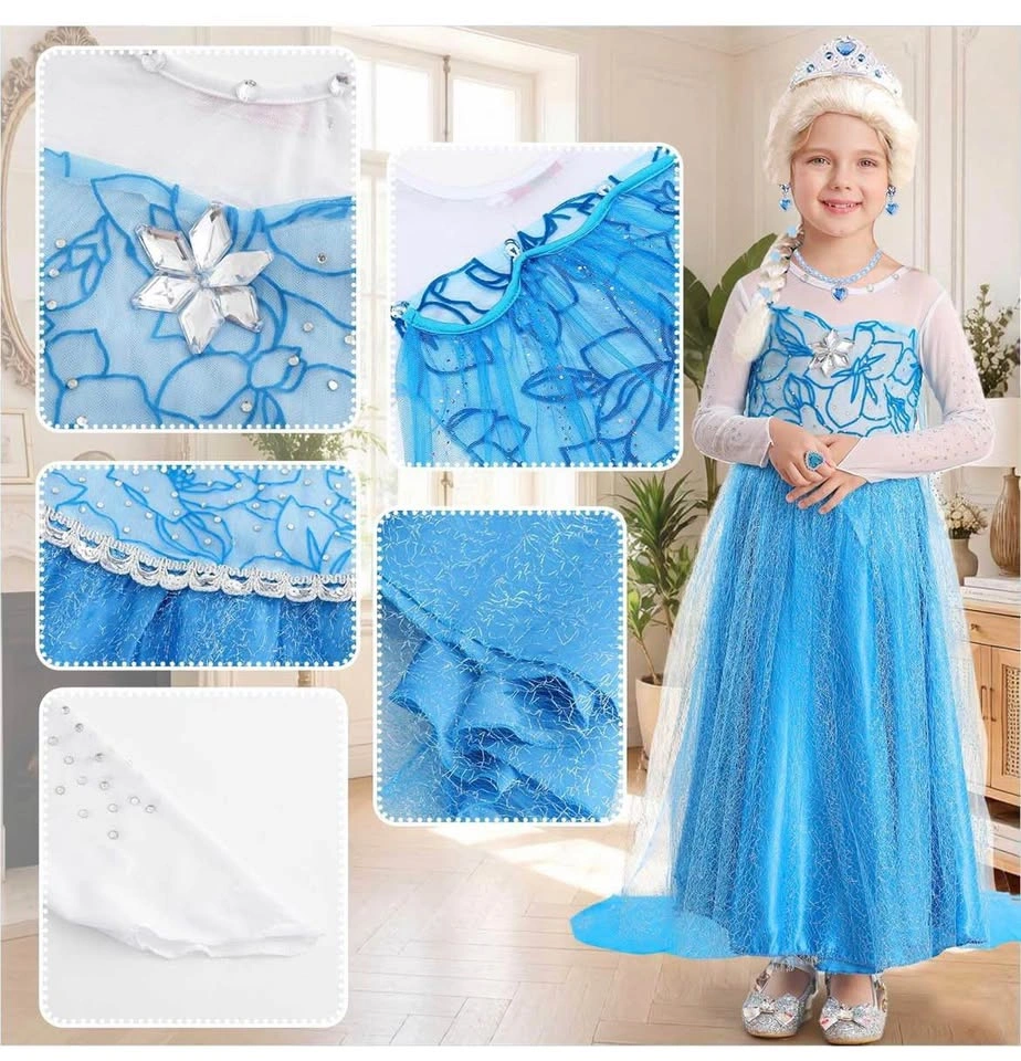 Princess blue dress with wig age 6-7 years - photo 3