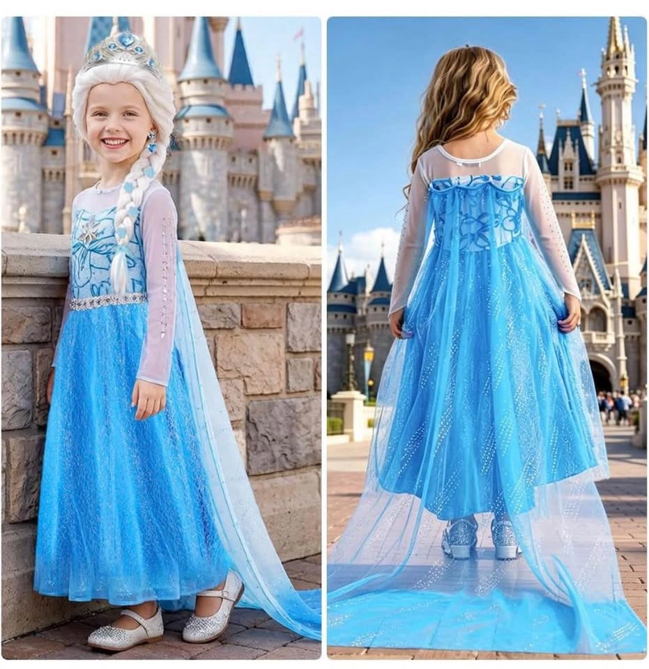 Princess blue dress with wig age 6-7 years - photo 4