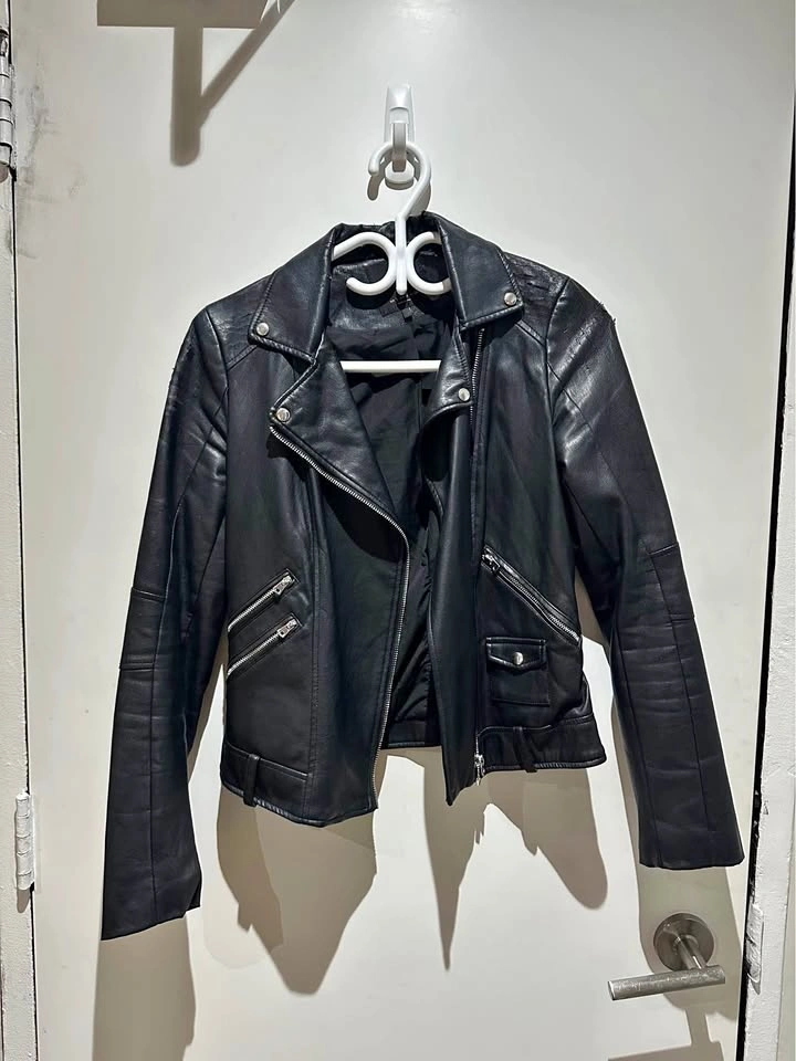 Black Faux Leather Jacket - Zara Size Small