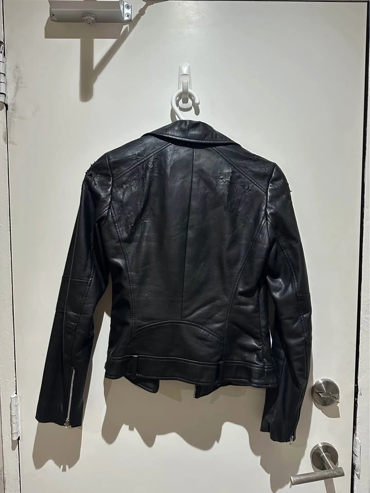 Black Faux Leather Jacket - Zara Size Small - photo 2