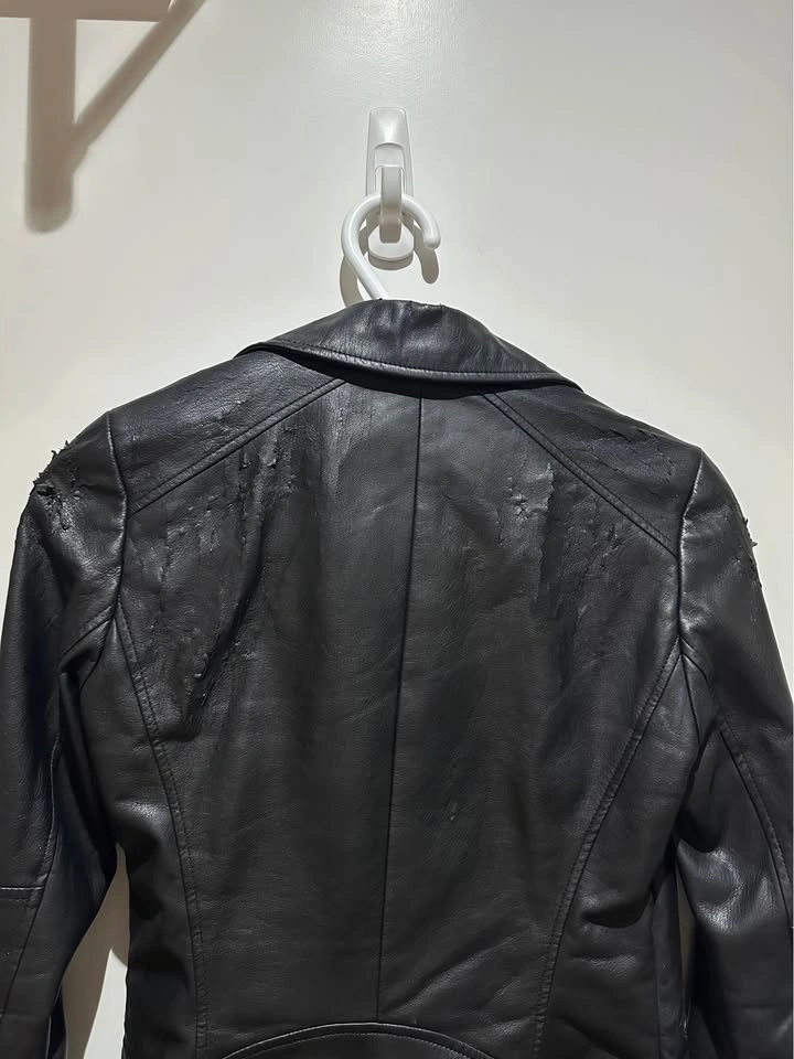 Black Faux Leather Jacket - Zara Size Small - photo 3