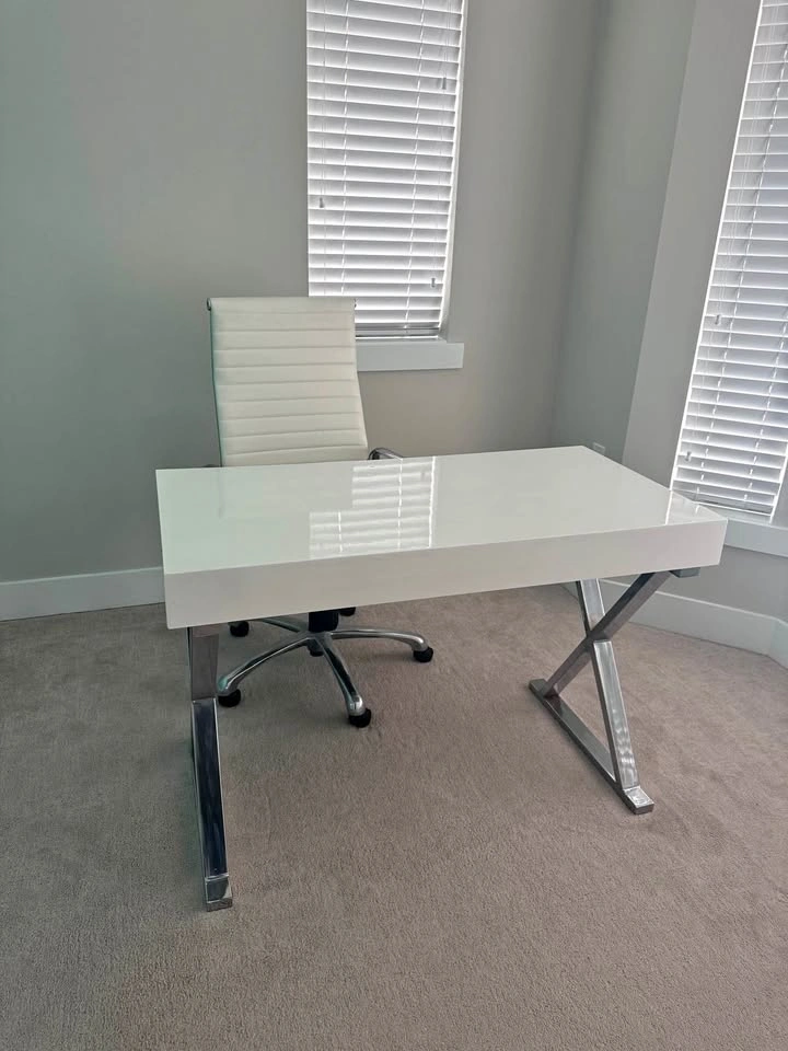 White & Silver Desk with Matching Computer chair