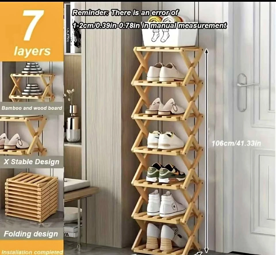 7 Layers Bamboo Folding Shoes Rack