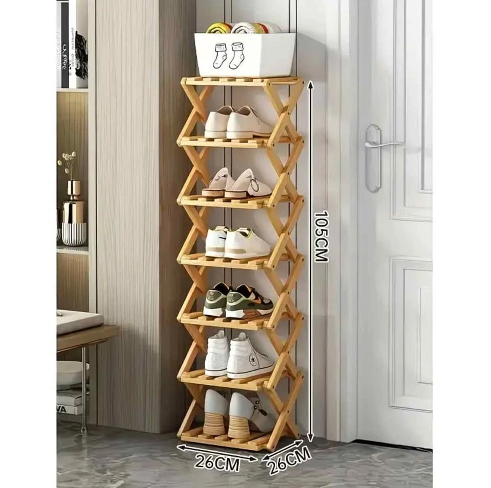 7 Layers Bamboo Folding Shoes Rack - photo 2