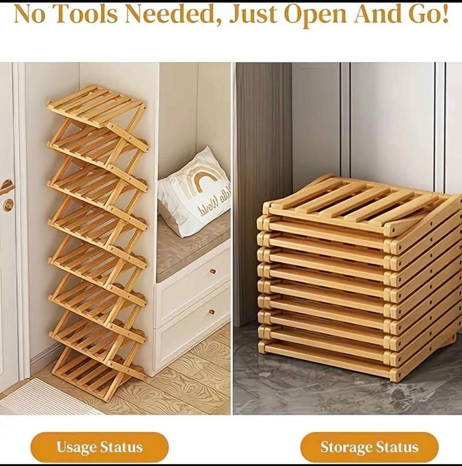 7 Layers Bamboo Folding Shoes Rack - photo 3