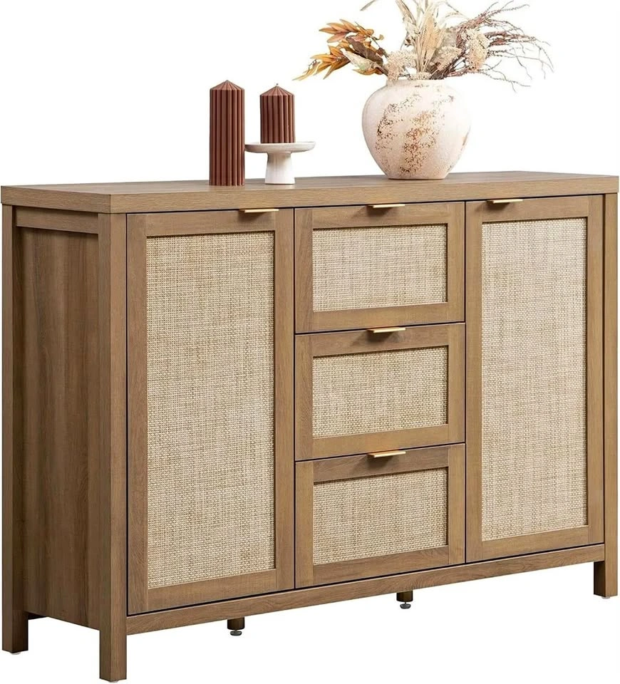 52" Rattan Sideboard / Buffet Cabinet – Farmhouse Boho