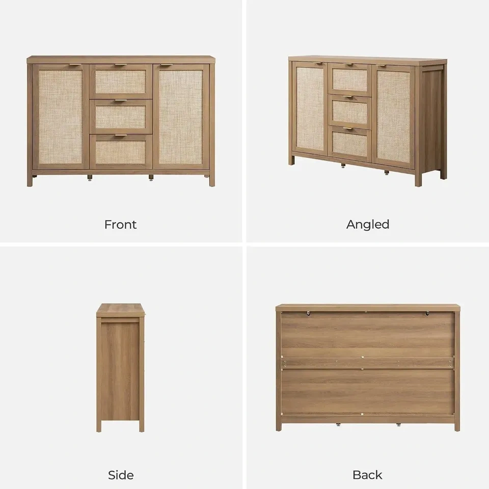 52" Rattan Sideboard / Buffet Cabinet – Farmhouse Boho - photo 4
