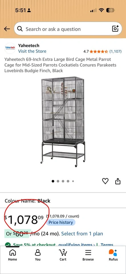Yaheetech Extra Large Animal Cage 69inch - photo 4