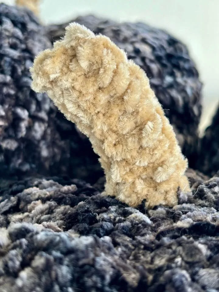 Set of 3: black velvet plush crochet pumpkins image indicator(8)