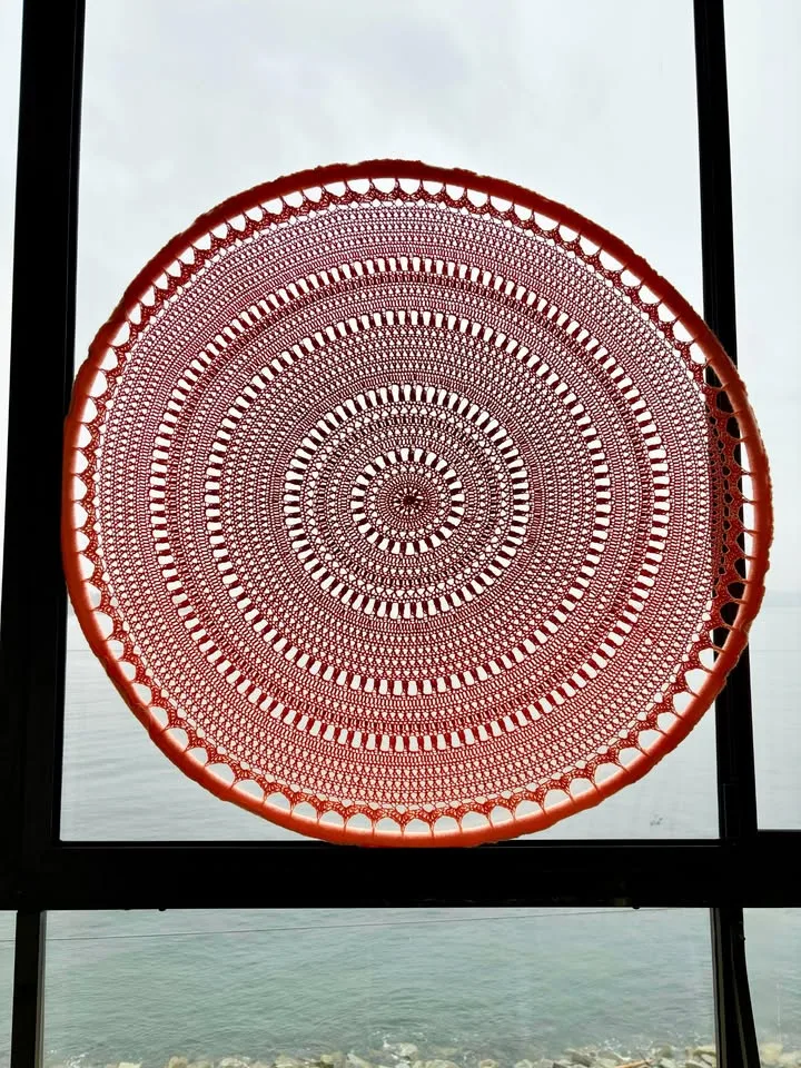 Orange Ombre Crochet Mandala, 37.5" W image indicator(2)