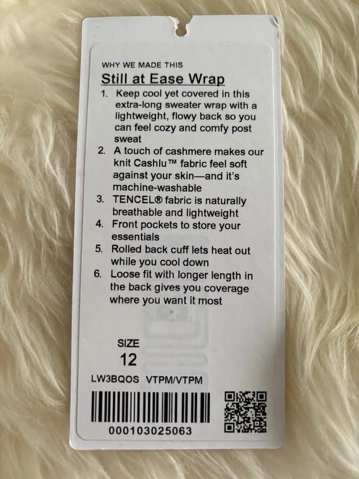 Lululemon Still at Ease Wrap - Size 12 - Mauve image indicator(7)
