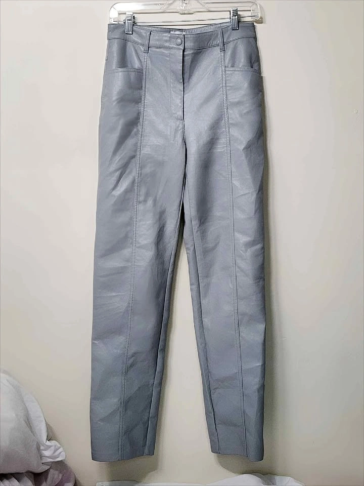 Grey Aritzia Wilfred Rebel Vegan Leather High Waisted Pants