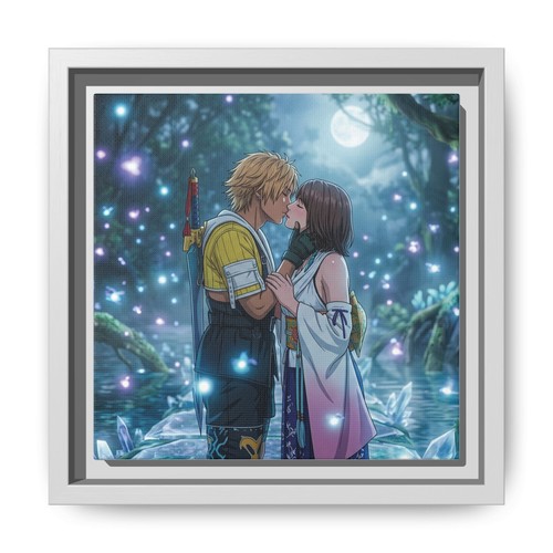 Romantic Moonlit Kiss Canvas, Framed Wall Art
