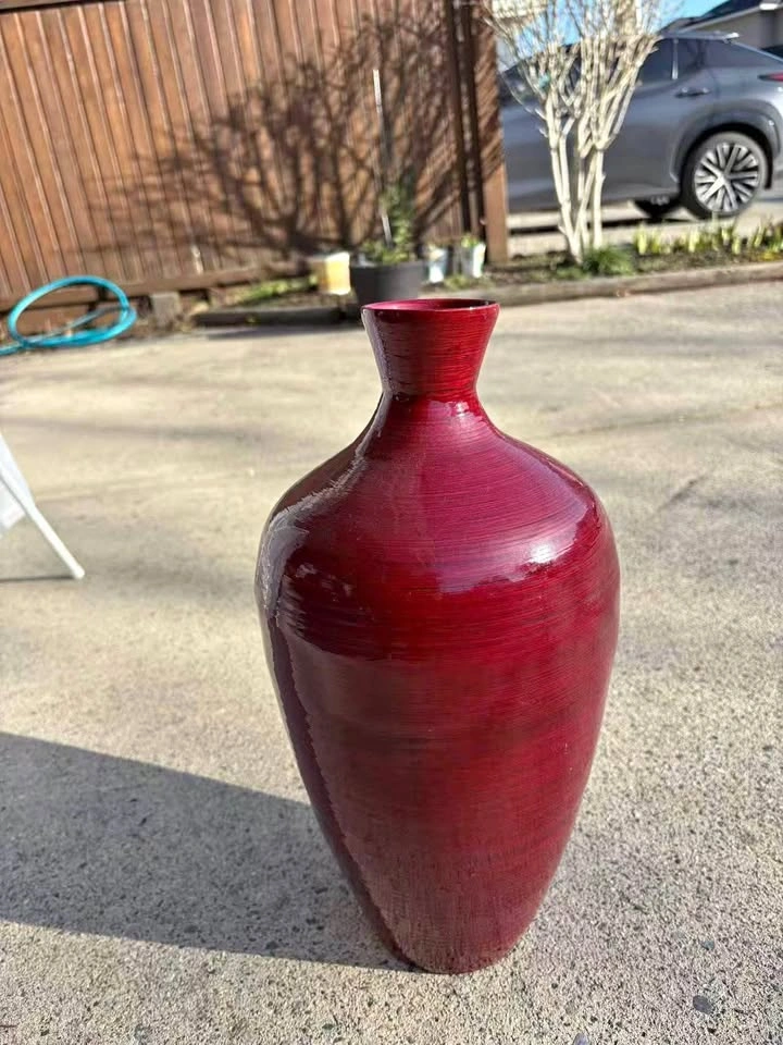 Red large vase bamboo 19.5x38.5cm