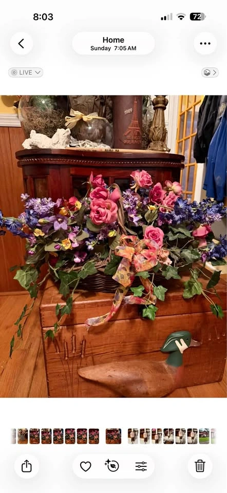 Large Artificial Floral Arrangement in Basket