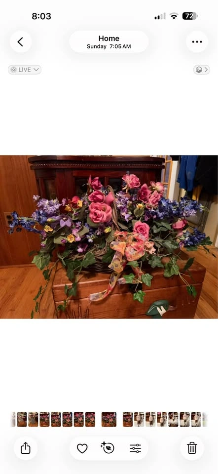 Large Artificial Floral Arrangement in Basket - photo 2
