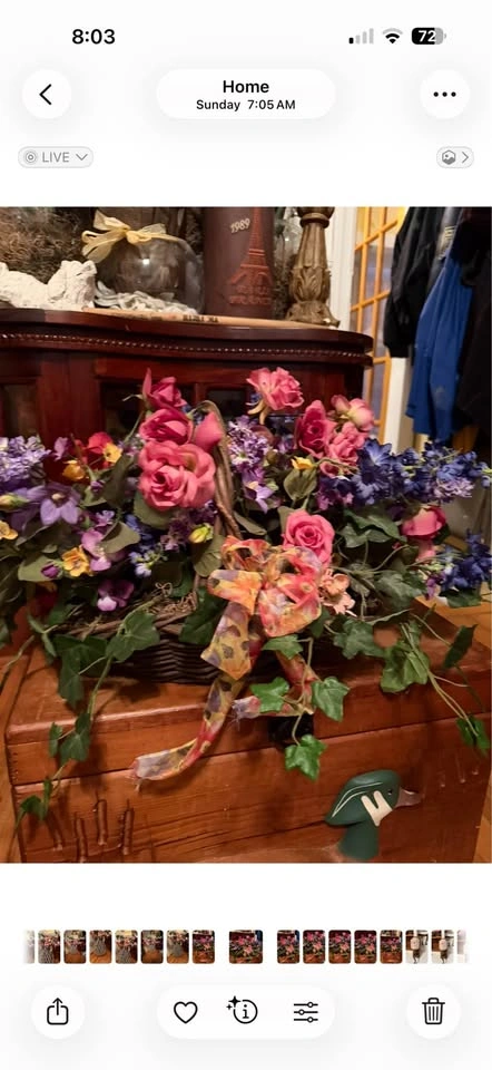 Large Artificial Floral Arrangement in Basket - photo 3