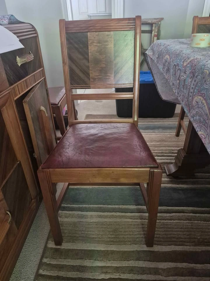 Vintage Art Deco Dining Set - Table, Chairs, Sideboard, Cabinet - photo 5