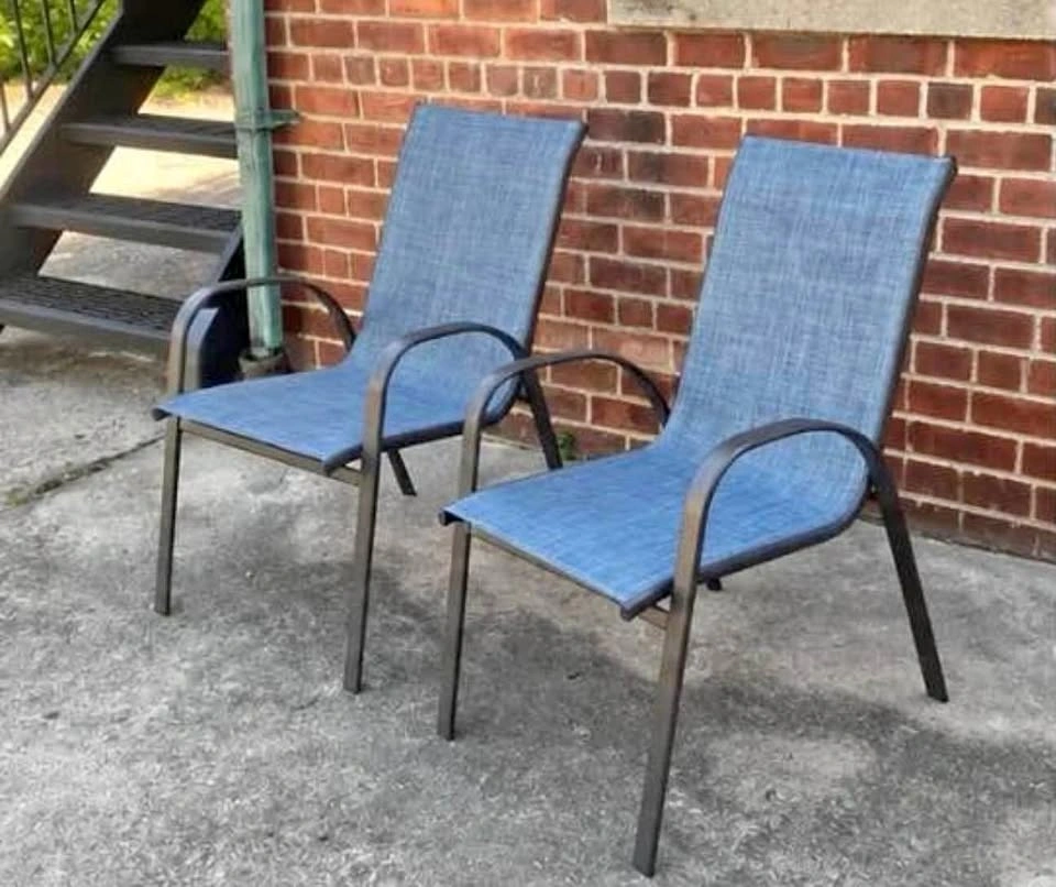 (FREE!!!) Pair of Blue Sling Patio Chairs