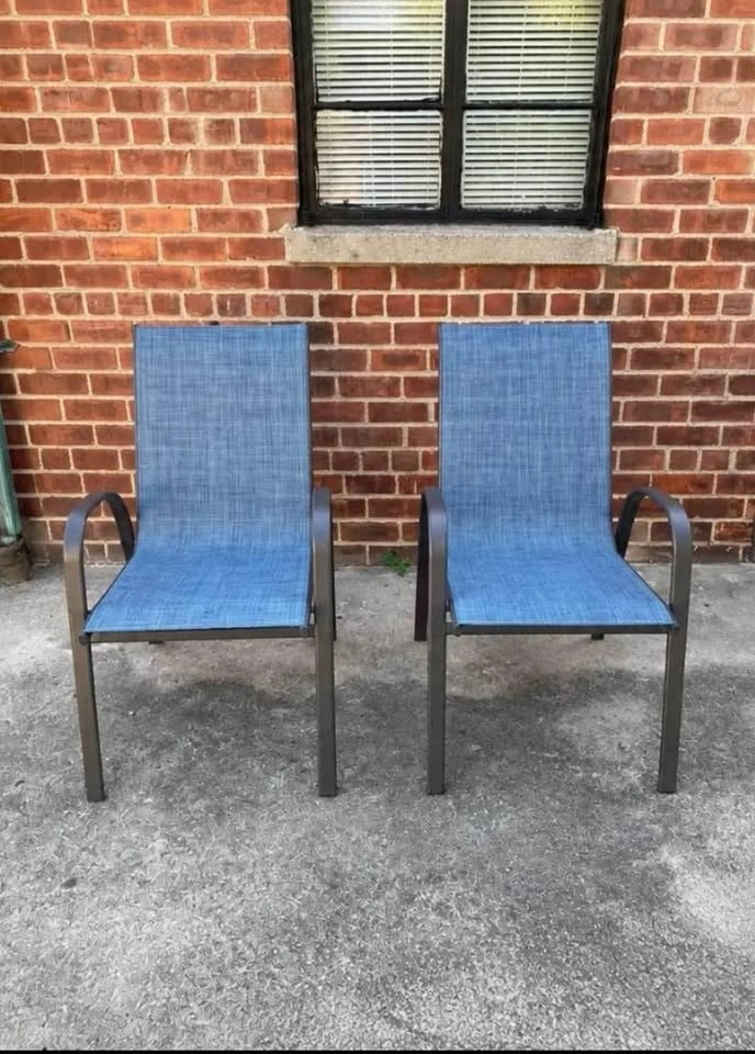 (FREE!!!) Pair of Blue Sling Patio Chairs - photo 2