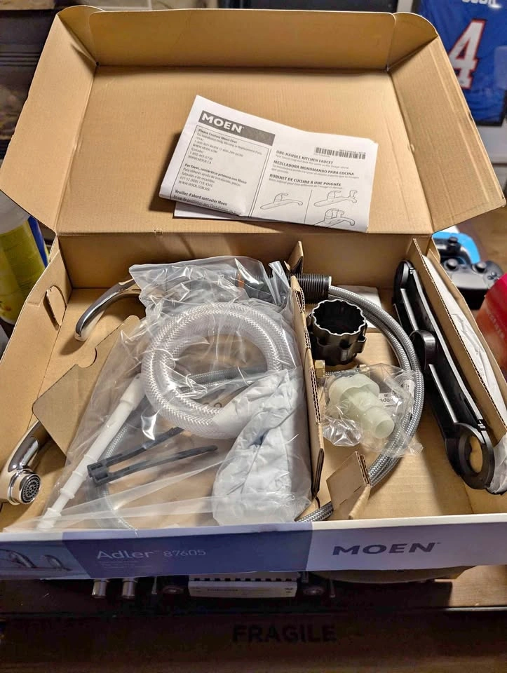Moen Adler Single Handle Kitchen Faucet with Spray, Chrome
