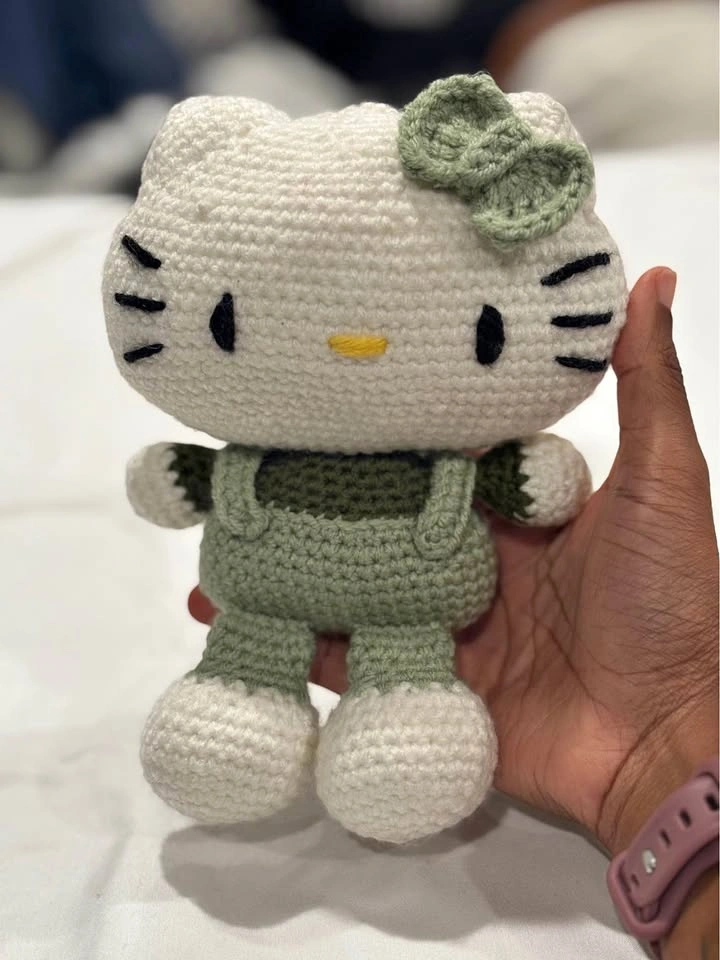 Handmade Crochet Kitty-Inspired Plush – Custom Made – 9” Tall