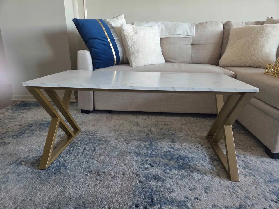 White faux marble coffee table - photo 2