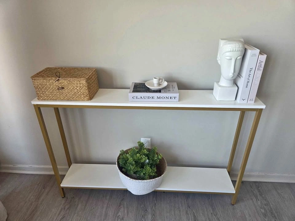 White and gold console table - slim