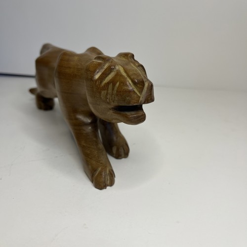 Hand Carved Wooden Panther 9.5" x 4” Figurine
