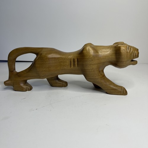 Hand Carved Wooden Panther 9.5" x 4” Figurine - photo 3