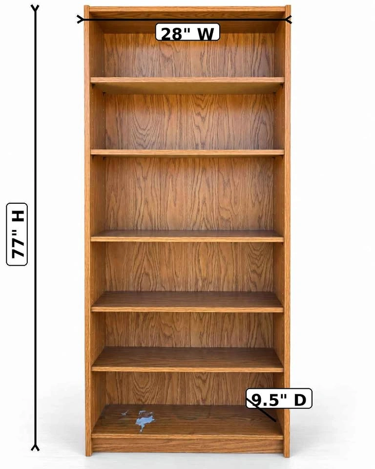 Wooden Bookcase / Shelving Unit – Oak Finish