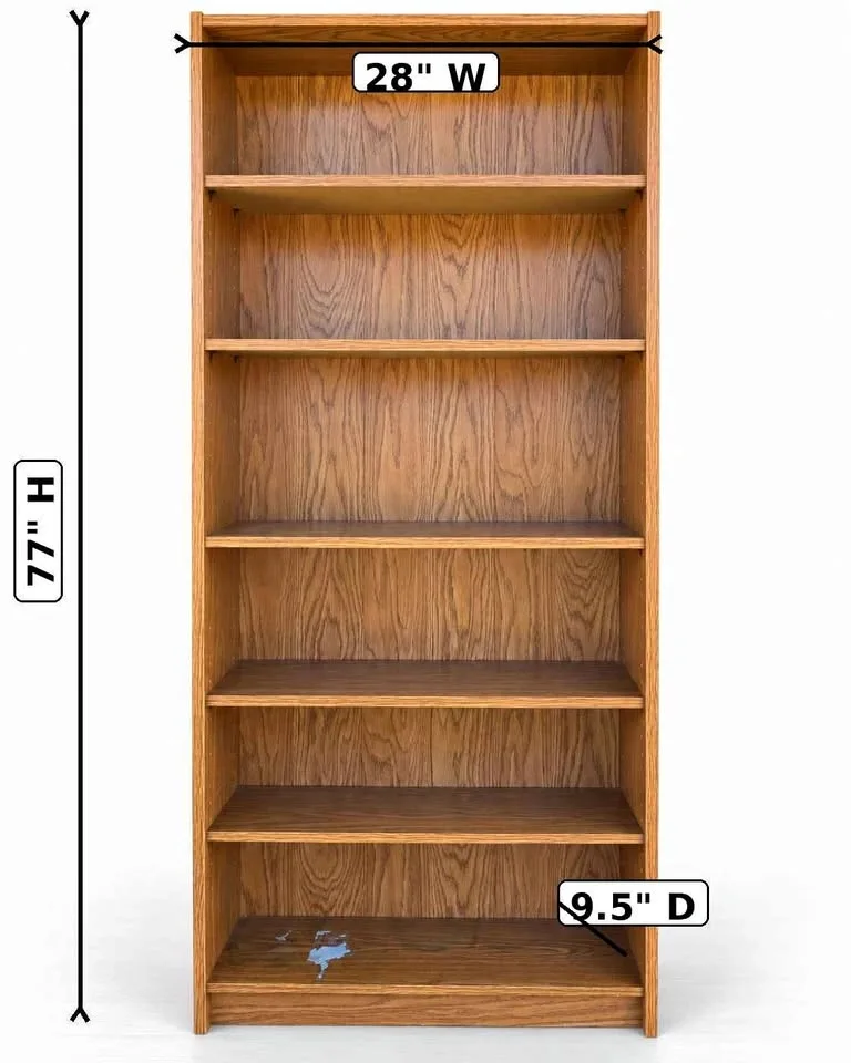 Wooden Bookcase / Shelving Unit – Oak Finish